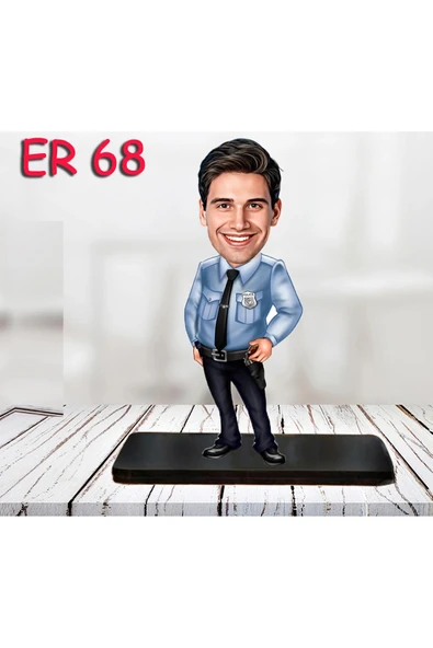 Kişiye Özel Ahşap Biblo - Erkek Polis Karikatür Biblo 6 ürün görseli