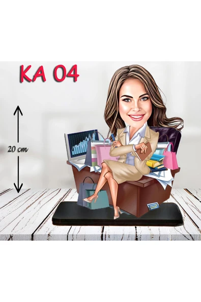 Kişiye Özel Ahşap Biblo - Masa Başı Karikatür Biblo - Kadın Biblo 2 ürün görseli