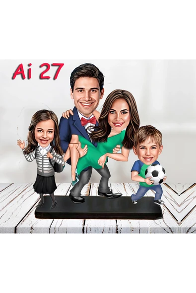 Kişiye Özel Ahşap Biblo - Aile Karikatür Biblo - 4 Kişilik Aile Biblo 10 ürün görseli