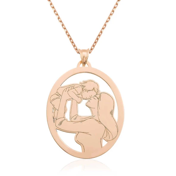 ​925 Ayar Gümüş Anne Bebek Gümüş Kadın Kolye ürün görseli 1