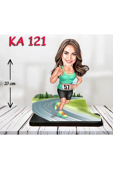 Kişiye Özel Ahşap Biblo - Sporcu Kadın Karikatür Biblo - Sporcu Biblo 2 ürün görseli