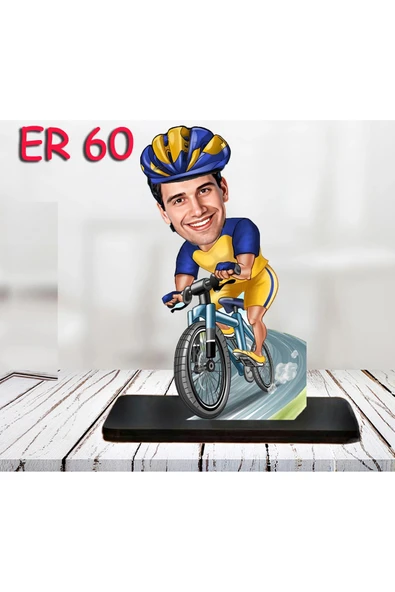 Kişiye Özel Ahşap Biblo - Bisiklet Kullanan Erkek Karikatür Biblo 5 ürün görseli