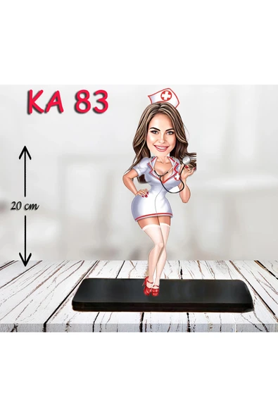 Kişiye Özel Ahşap Biblo - Sağlıkçı Kadın Karikatür Biblo - Doktor Biblo 2 ürün görseli