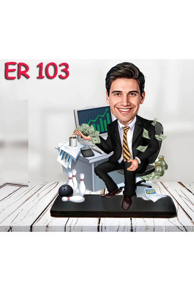 Kişiye Özel Ahşap Biblo - Masa Başı Karikatür Biblo - Erkek Biblo 13 ürün görseli