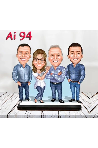 Kişiye Özel Ahşap Biblo - Aile Karikatür Biblo - 4 Kişilik Aile Biblo 41 ürün görseli