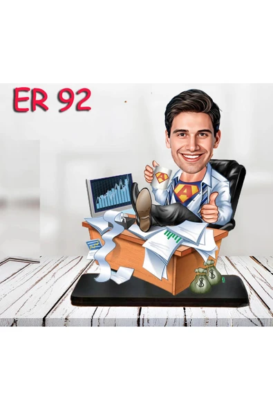 Kişiye Özel Ahşap Biblo - Masa Başı Karikatür Biblo - Erkek Biblo 2 ürün görseli