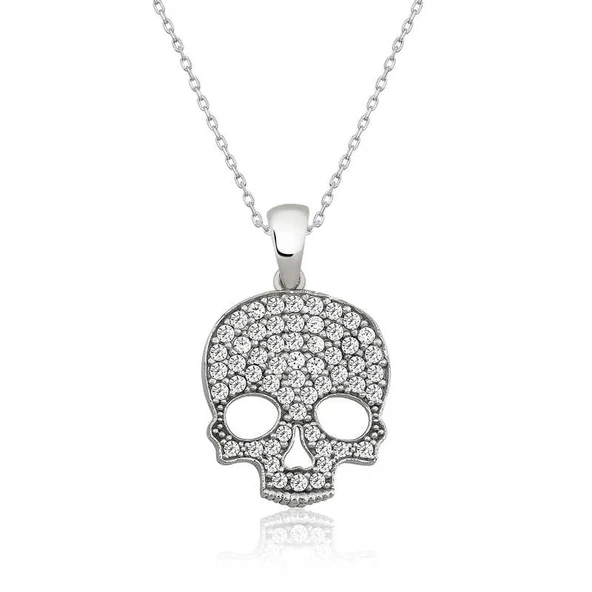 925 Ayar Gümüş Kuru Kafa Kadın Gümüş Kolye ürün görseli 1