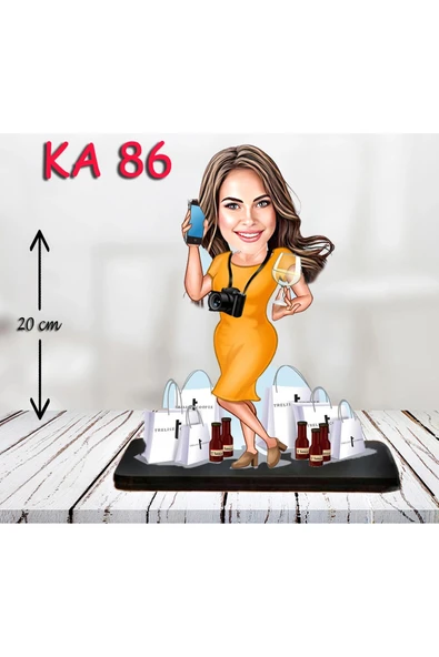 Kişiye Özel Ahşap Biblo - Süslü Kadın Karikatür Biblo 19 ürün görseli