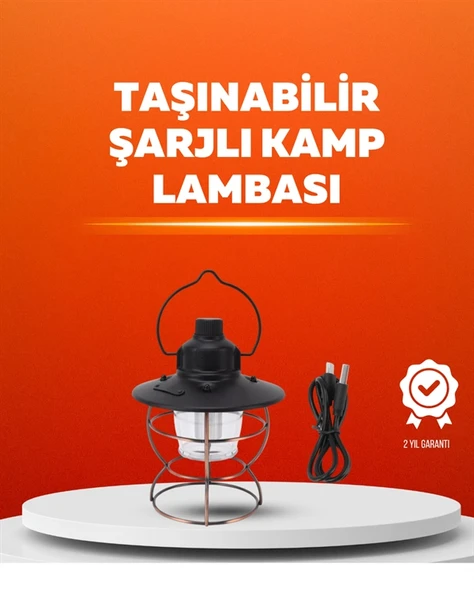 4 Fonksiyonlu Dekoratif Kamp Lambası – Tungsten Ampul, USB Çıkışlı - 1