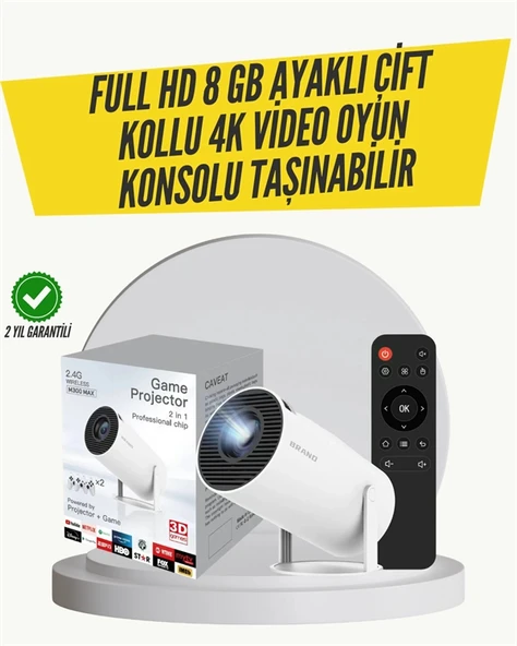 Kablosuz 4K Projeksiyon – Wi‑Fi 6 & Bluetooth 5.0 ile Oyun ve Uygulama Merkezli ürün görseli 1