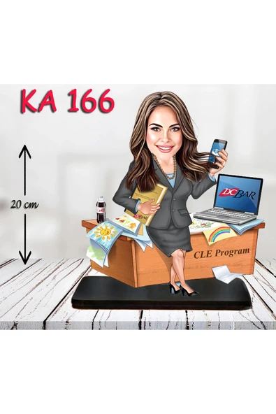 Kişiye Özel Ahşap Biblo - Masa Başı Karikatür Biblo - Kadın Biblo 8 ürün görseli