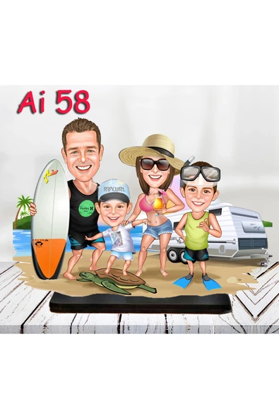 Kişiye Özel Ahşap Biblo - Aile Karikatür Biblo - 4 Kişilik Aile Biblo 25 ürün görseli