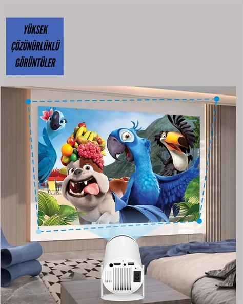 TÇift Kollu Tasarımlı Kablosuz Projeksiyon – 4K, 10.000 Oyun ve Smart App Desteği - Resim 5