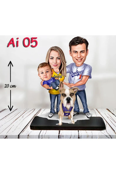 Kişiye Özel Ahşap Biblo - Aile Karikatür Biblo - 3 Kişilik Aile Biblo 2 ürün görseli