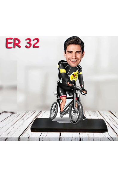 Kişiye Özel Ahşap Biblo - Bisiklet Kullanan Erkek Karikatür Biblo 2 ürün görseli
