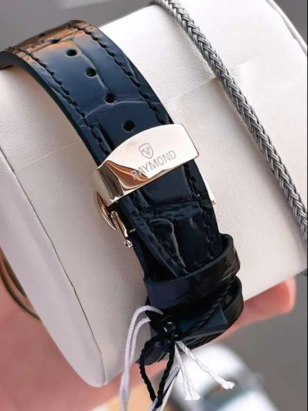 Raymond Nişan Ve Damatlara Özel Deri Kordon 2 Yıl Garantili Otomatik Erkek Kol Saati+Bileklik RMD.M2 - Resim 6