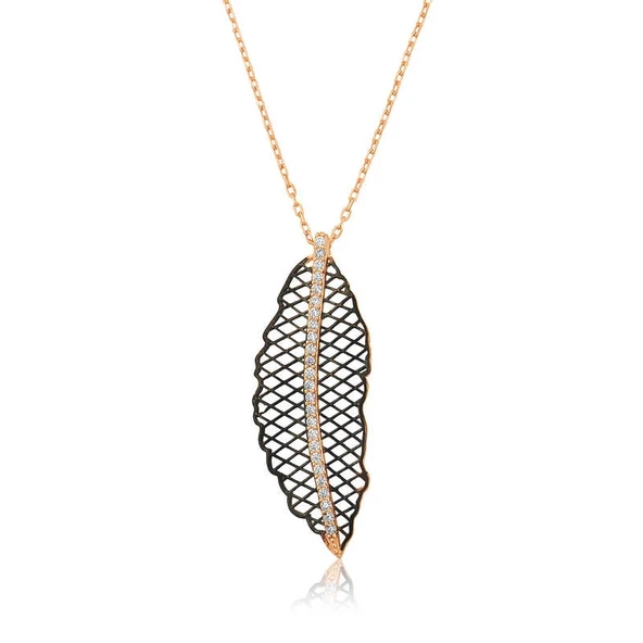 925 Ayar Gümüş Yaprak Kadın Gümüş Kolye ürün görseli 1