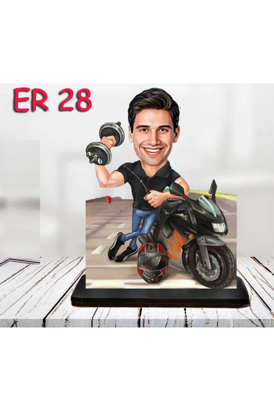 Kişiye Özel Ahşap Biblo - Motor Kullanan Erkek Karikatür Biblo 13 ürün görseli