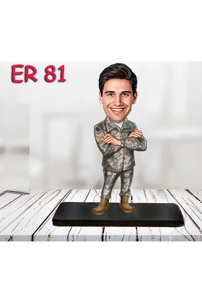 Kişiye Özel Ahşap Biblo - Erkek Asker Karikatür Biblo 6 ürün görseli