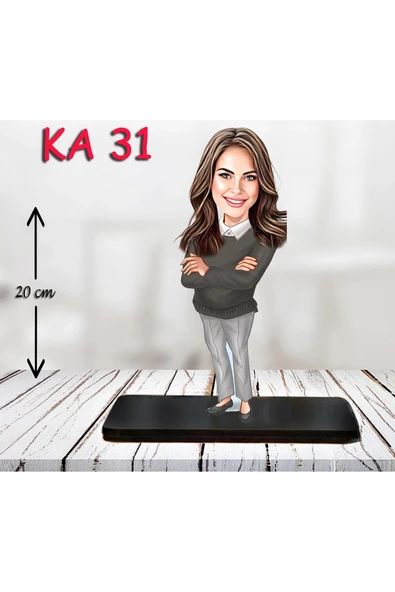 Kişiye Özel Ahşap Biblo - Kadın Karikatür Biblo - Kadın Biblo 9 ürün görseli