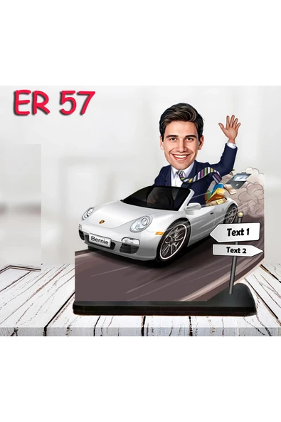 Kişiye Özel Ahşap Biblo - Araba Kullanan Erkek Karikatür Biblo 24 ürün görseli