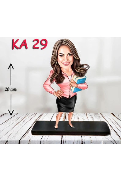 Kişiye Özel Ahşap Biblo - Takım Elbiseli Kadın Karikatür Biblo 6 ürün görseli