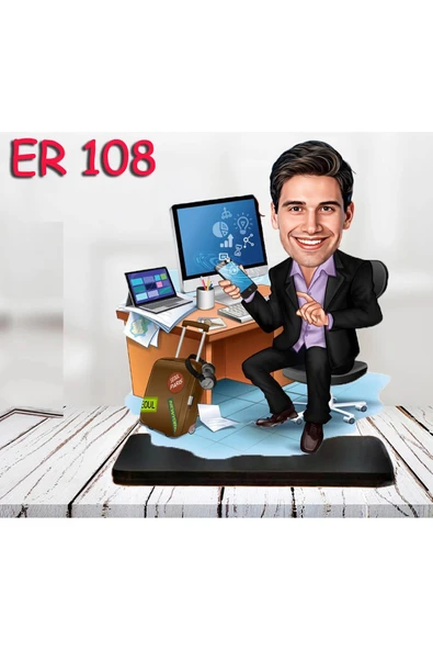 Kişiye Özel Ahşap Biblo - Masa Başı Karikatür Biblo - Erkek Biblo 18 ürün görseli