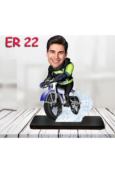 Kişiye Özel Ahşap Biblo - Motor Kullanan Erkek Karikatür Biblo 7 ürün görseli