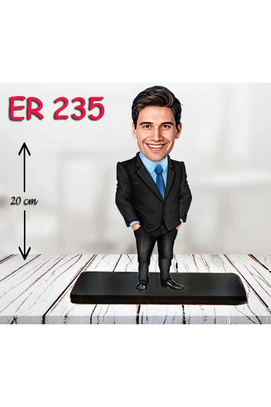 Kişiye Özel Ahşap Biblo - Takım Elbiseli Erkek Karikatür Biblo 25 ürün görseli