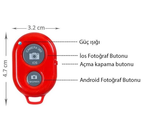 Sanger SG-R01 Telefon Bluetooth Kumanda Kırmızı - Resim 4
