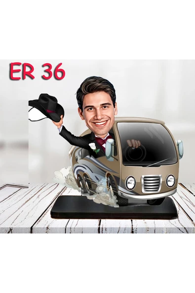 Kişiye Özel Ahşap Biblo - Araba Kullanan Erkek Karikatür Biblo 3 ürün görseli