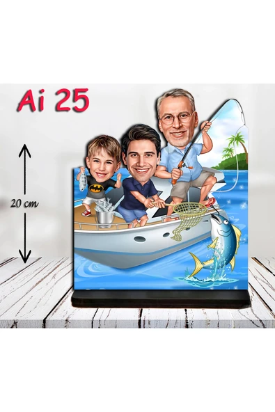 Kişiye Özel Ahşap Biblo - Aile Karikatür Biblo - 3 Kişilik Aile Biblo 9 ürün görseli