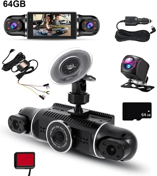 Raynox Araç Kamerası - 4 Kameralı - GPS Takip - G Sensör - 1080P Kayıt - Wifi - Özellikli - Y10 - 3