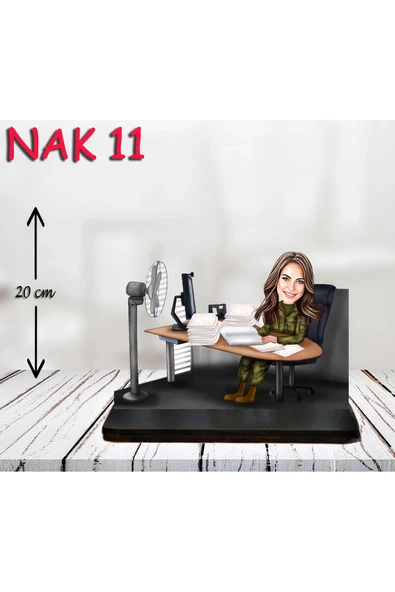 Kişiye Özel Ahşap Biblo - Kadın Asker Karikatür Biblo 11 ürün görseli