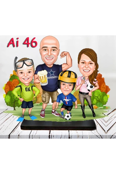 Kişiye Özel Ahşap Biblo - Aile Karikatür Biblo - 4 Kişilik Aile Biblo 17 ürün görseli