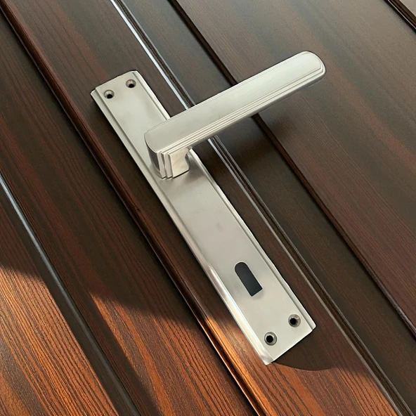 İbiza Mat İnox Full Zamak Elegant Aynalı Oda Kapı Kolu 1 Takım ürün görseli