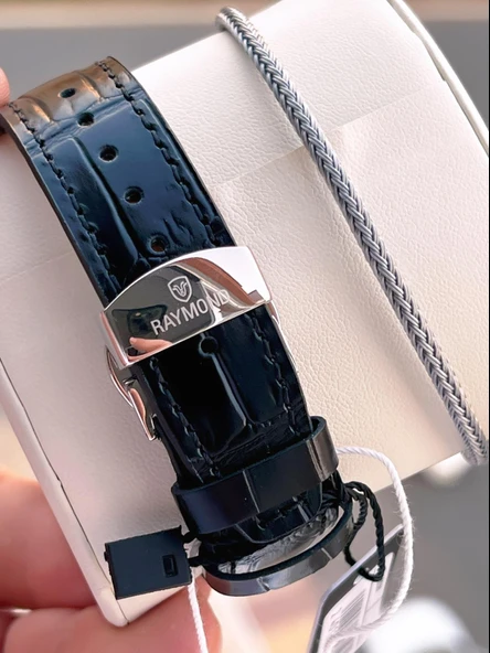 Raymond Nişan Ve Damatlara Özel Deri Kordon 2 Yıl Garantili Otomatik Erkek Kol Saati+Bileklik RMD.M5 - Resim 6