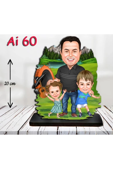 Kişiye Özel Ahşap Biblo - Aile Karikatür Biblo - 3 Kişilik Aile Biblo 16 ürün görseli