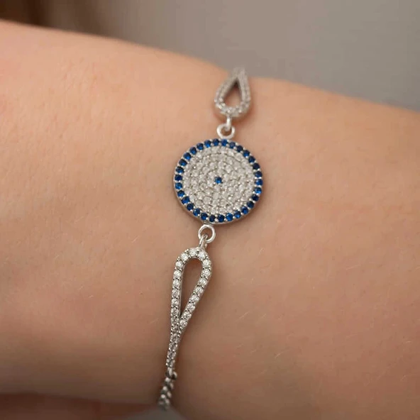 925 Ayar Gümüş Nazar Bileklik - Resim 4