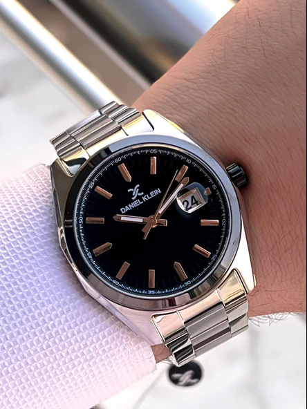 Daniel Klein Klasik Erkek Kol Saati Çelik Kordon 3 ATM Suya Dayanıklı Bileklik Hediyeli VS.BLKT.0606 - Resim 3