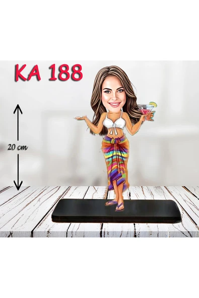 Kişiye Özel Ahşap Biblo - Süslü Kadın Karikatür Biblo 28 ürün görseli