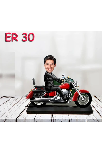 Kişiye Özel Ahşap Biblo - Motor Kullanan Erkek Karikatür Biblo 15 ürün görseli