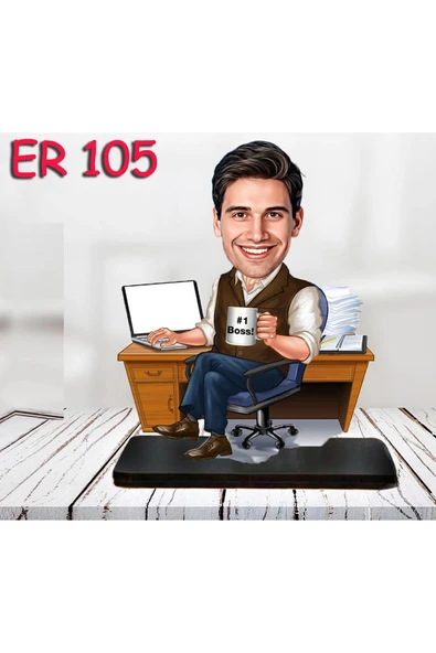 Kişiye Özel Ahşap Biblo - Masa Başı Karikatür Biblo - Erkek Biblo 15 ürün görseli