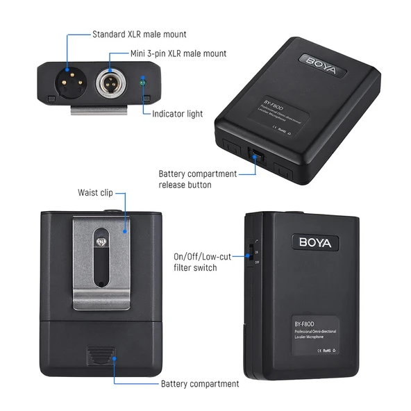Boya BY-F8OD Çok Yönlü Akustik Vokal Yaka Mikrofon - Resim 4