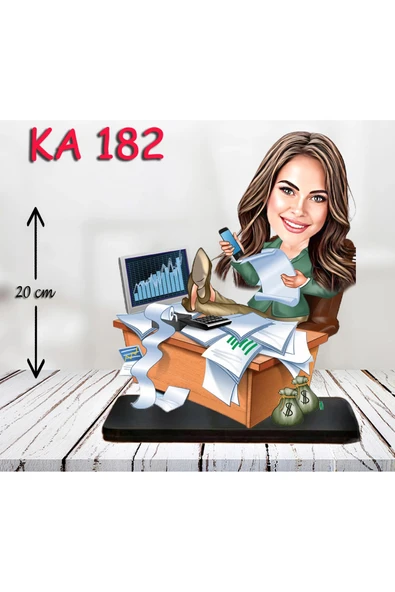 Kişiye Özel Ahşap Biblo - Masa Başı Karikatür Biblo - Kadın Biblo 9 ürün görseli