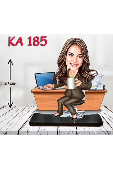 Kişiye Özel Ahşap Biblo - Masa Başı Karikatür Biblo - Kadın Biblo 11 ürün görseli