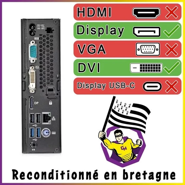 Fujitsu ESPRIMO Q556 mini PC, i7 6700T, 16 GB RAM, 256 GB SSD, Win10 Pro Refrubished - Resim 3