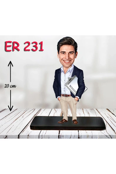 Kişiye Özel Ahşap Biblo - Takım Elbiseli Erkek Karikatür Biblo 21 ürün görseli