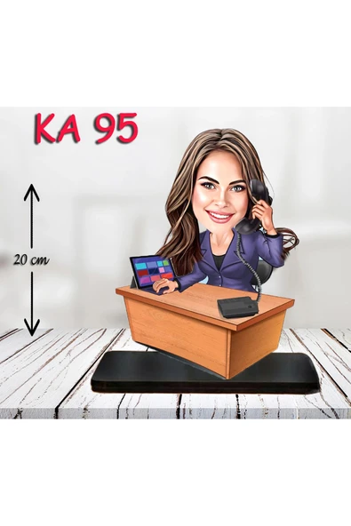 Kişiye Özel Ahşap Biblo - Masa Başı Karikatür Biblo - Kadın Biblo 6 ürün görseli