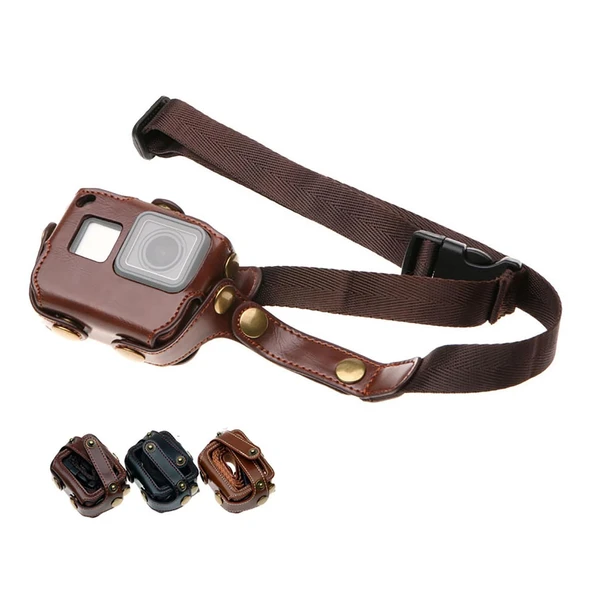 Gopro Hero 5 6 Askılı Deri Kılıf ürün görseli